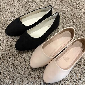 Black and Blush Colored Flats